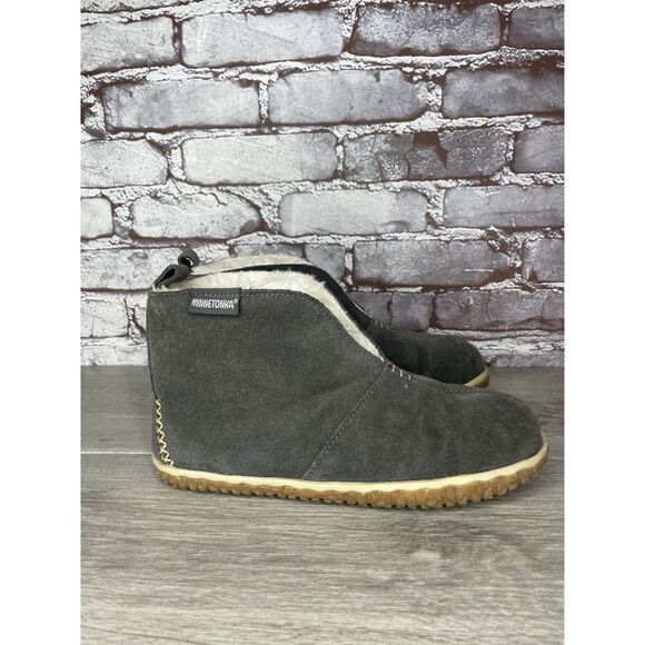 Minnetonka Tucson Gray Suede Southwestern Fur Lined Booties Women Sz 7M US/38EU - Picture 3 of 16